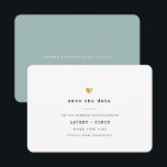 Moderne Minimalistische Typemachine Gouden Hart Tr Save The Date<br><div class="desc">Deze eenvoudige Save the Date kaart voor uw trouwfeest straalt eenvoud uit. Moderne typemachine-typografie en geaccentueerd door een delicaat hart in (gedrukt) goud, dit is minimalistisch en toch zo elegant. Aan de achterkant is er ruimte voor meer informatie zoals de URL van de trouwlocatie. Dit is de versie met stoffige...</div>