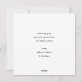 Moderne minimalistische typemachine kerstfoto feestdagenkaart (Achterkant)