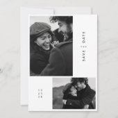 Moderne minimalistische typografie 2 foto bruiloft save the date (Voorkant)