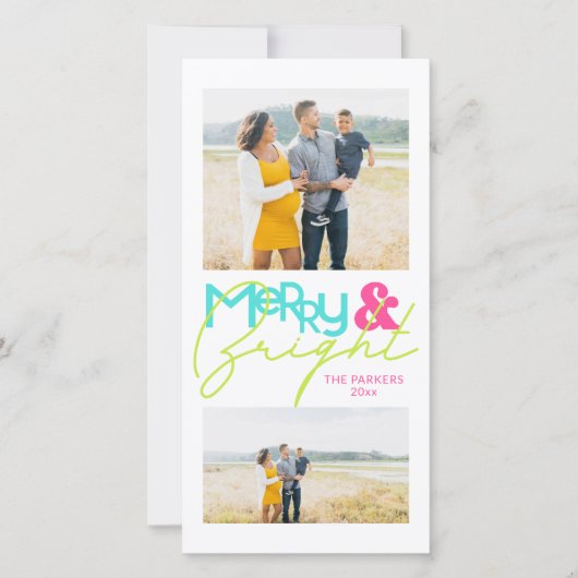 Moderne minimalistische typografie 2 foto Merry Br Aankondiging (Voorkant)