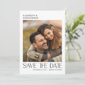 Moderne Minimalistische Typografie 2 Foto Save The Date (Staand voorkant)