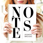 Moderne minimalistische typografie Aangepaste naam Planner<br><div class="desc">Dit strakke en moderne ontwerp is voorzien van gedurfde zwarte typografie met de spelling "NOTES" in een eigentijdse split-lay-out. Het minimalistische zwart-witkleurenschema maakt het veelzijdig en tijdloos, terwijl de aangepaste naam een persoonlijk tintje toevoegt. Ideaal voor professionals, studenten of iedereen die waarde hecht aan schone, elegante esthetiek. Perfect om georganiseerd...</div>