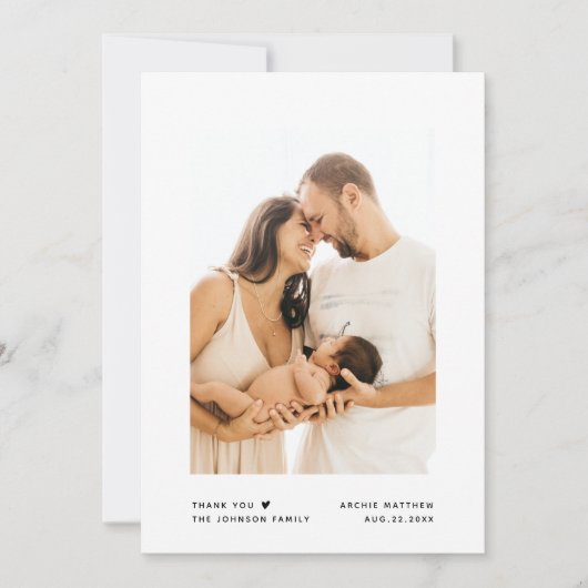 Moderne minimalistische typografie Baby shower 2 F Bedankkaart (Voorkant)