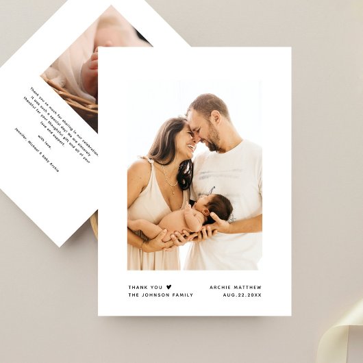 Moderne minimalistische typografie Baby shower 2 F Bedankkaart