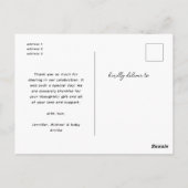 Moderne minimalistische typografie Baby shower fot Briefkaart (Achterkant)