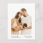 Moderne minimalistische typografie Baby shower fot Briefkaart (Voorkant)