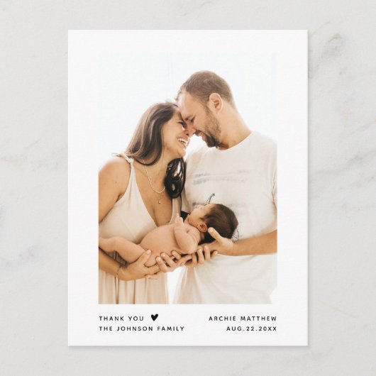 Moderne minimalistische typografie Baby shower fot Briefkaart (Voorkant)