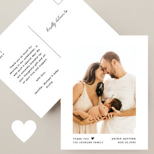 Moderne minimalistische typografie Baby shower fot Briefkaart