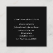 Moderne, minimalistische Typografie Black Vierkante Visitekaartje (Achterkant)