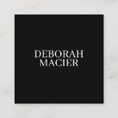 Moderne, minimalistische Typografie Black Vierkante Visitekaartje (Voorkant)