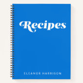 Moderne minimalistische Typografie Blue Recipe Notitieboek (Voorkant)
