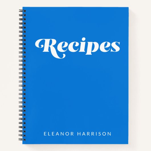 Moderne minimalistische Typografie Blue Recipe Notitieboek (Voorkant)