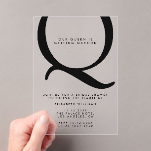 Moderne Minimalistische Typografie Bruidsfeest Acryl Uitnodigingen