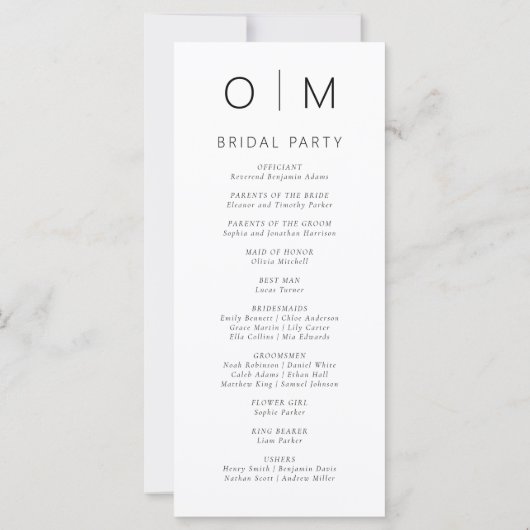 Moderne minimalistische typografie bruiloft progra (Achterkant)