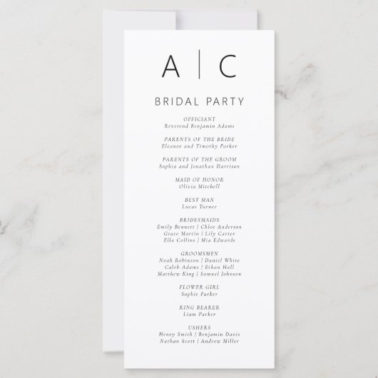 Moderne minimalistische typografie bruiloft progra (Achterkant)