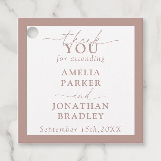 Moderne minimalistische typografie bruiloft recept bedankjes labels (Voorkant)