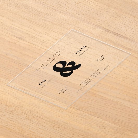 Moderne minimalistische typografie bruiloft save t acryl uitnodigingen (Laagn)