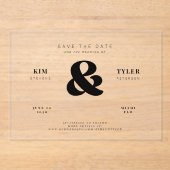 Moderne minimalistische typografie bruiloft save t acryl uitnodigingen (Voorkant)