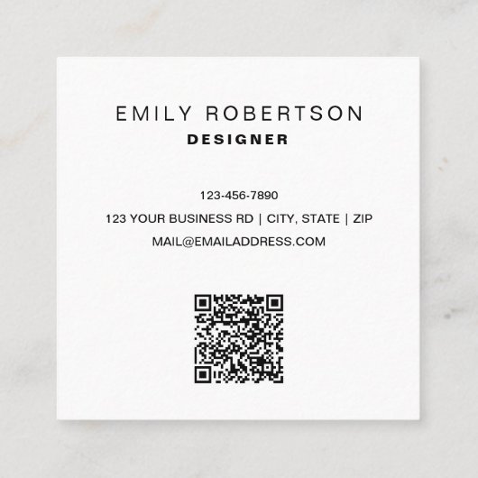 Moderne minimalistische typografie | Checker roze  Vierkante Visitekaartje (Achterkant)