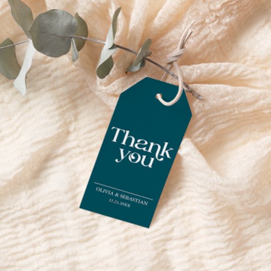 Moderne minimalistische typografie Diepe Blauwgroe Cadeaulabel