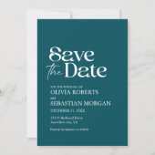 Moderne minimalistische typografie Diepe Blauwgroe Save The Date (Voorkant)