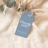 Moderne minimalistische typografie Dusty Blue Wedd Cadeaulabel