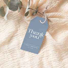 Moderne minimalistische typografie Dusty Blue Wedd Cadeaulabel