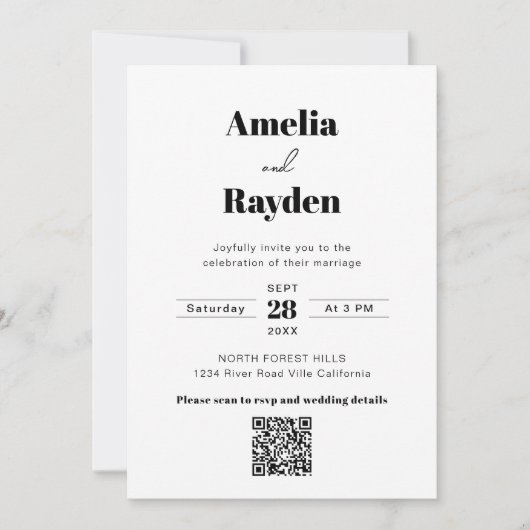 Moderne minimalistische typografie foto QR code br Kaart (Voorkant)