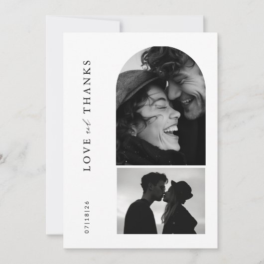 Moderne minimalistische typografie Fotoboog bruilo Bedankkaart (Voorkant)