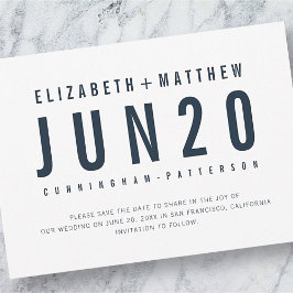 Moderne + Minimalistische Typografie Huwelijk Save The Date