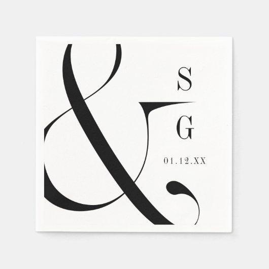 Moderne minimalistische typografie koppels monogra servet (Voorkant)