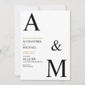 Moderne Minimalistische Typografie Monogram Huweli Kaart (Voorkant)