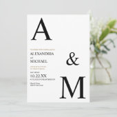 Moderne Minimalistische Typografie Monogram Huweli Kaart (Staand voorkant)