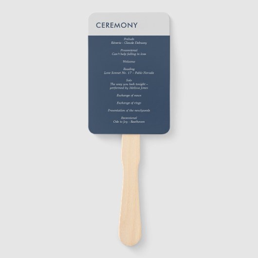 Moderne Minimalistische Typografie Navyblauw Grijs Handwaaier (Voorkant)