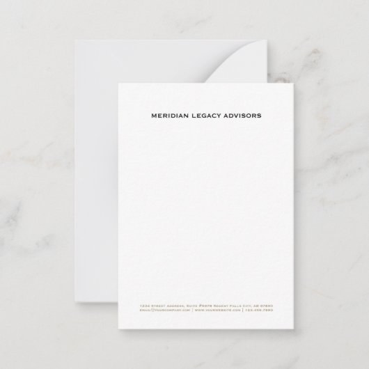 Moderne minimalistische typografie notitiekaartje (Voorkant)