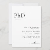 Moderne minimalistische typografie PhD Afstuderen Kaart (Voorkant)