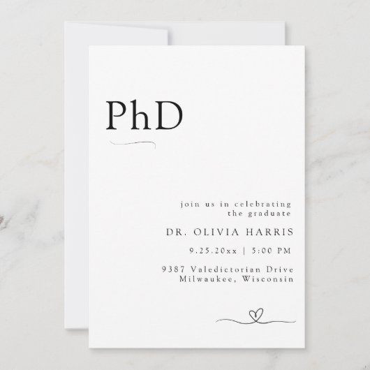 Moderne minimalistische typografie PhD Afstuderen Kaart (Voorkant)