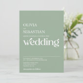 Moderne minimalistische typografie Sage Green Wedd Kaart (Staand voorkant)