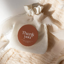 Moderne minimalistische typografie Terracotta brui Ronde Sticker