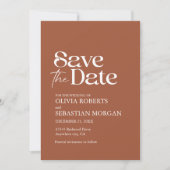 Moderne minimalistische typografie Terracotta brui Save The Date (Voorkant)