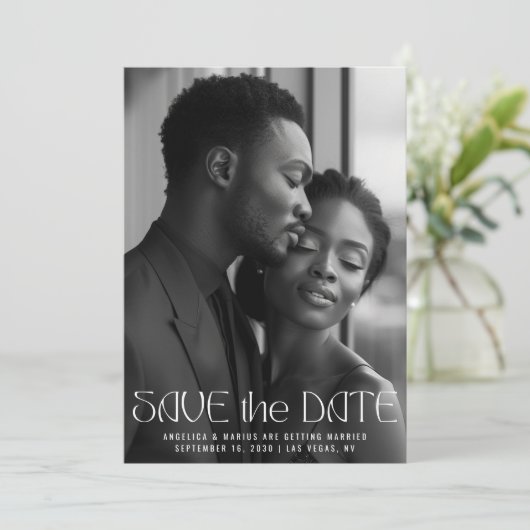 Moderne minimalistische typografie Volledige foto  Save The Date (Staand voorkant)