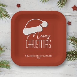 Moderne Minimalistische Typografie Vrolijk Kerstfe Papieren Bordje