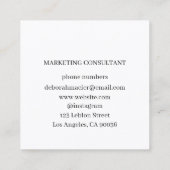 Moderne minimalistische typografie Wit Vierkante Visitekaartje (Achterkant)