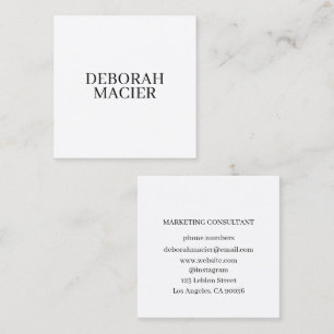 Moderne minimalistische typografie Wit Vierkante Visitekaartje