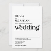 Moderne minimalistische typografie Witte bruiloft Kaart (Voorkant)