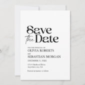 Moderne minimalistische typografie Witte bruiloft Save The Date (Voorkant)