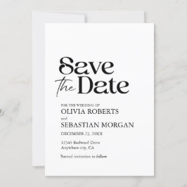 Moderne minimalistische typografie Witte bruiloft Save The Date