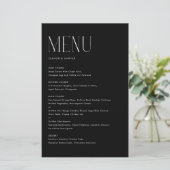 Moderne minimalistische typografie Zwart Menu Kaar (Staand voorkant)