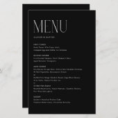 Moderne minimalistische typografie Zwart Menu Kaar (Voorkant / Achterkant)