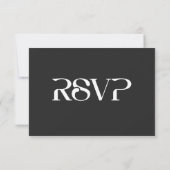 Moderne minimalistische typografie zwart wit bruil RSVP kaartje (Achterkant)